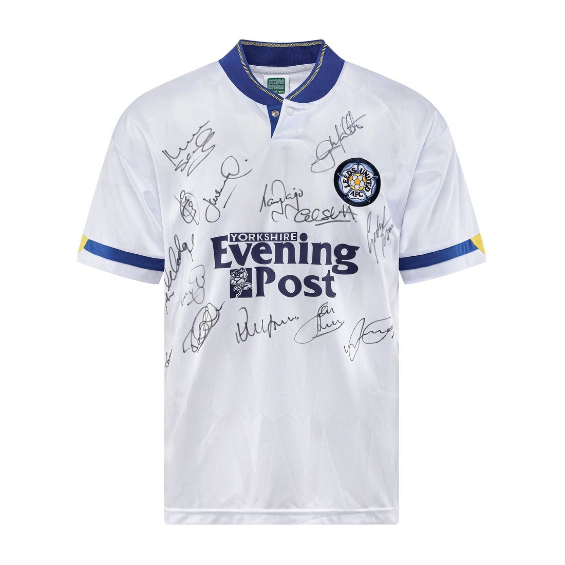 This is a stunning 1992 Leeds home shirt signed the title winning squad.