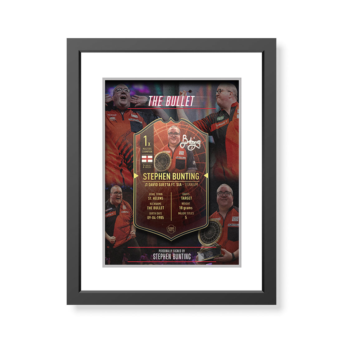 This is a stunning Ultimate Darts card signed by darts star Stephen Bunting.